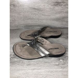 Minnetonka Pewter Silver Silverthorne Filp Flop Thong Sandals Women Sz 10M US/41